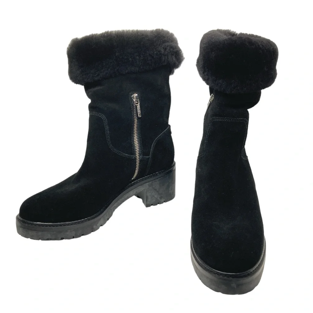 Michael Kors Leather Fur mid calf boots 7